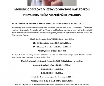 Aktuality / Testovanie počas sviatkov - okres VT - foto